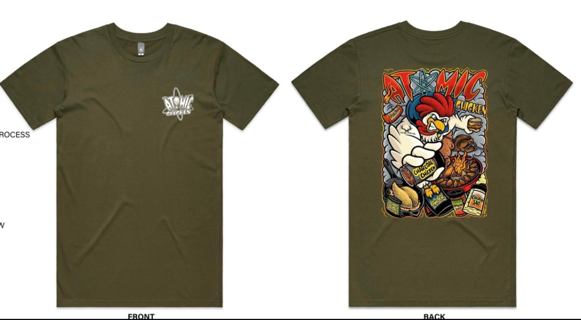 Atomic Chicken Tee - Olive